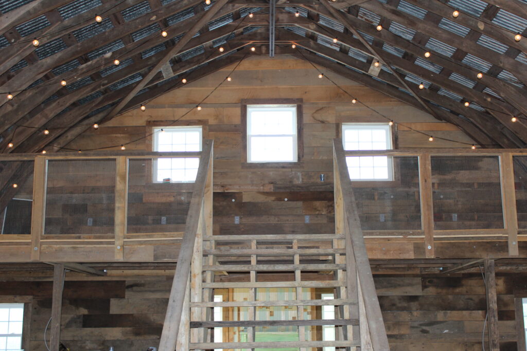 building the loft and steps at The Barn at Blueberry Hill wedding venue in Elkin, NC near Winston-Salem and Charlotte