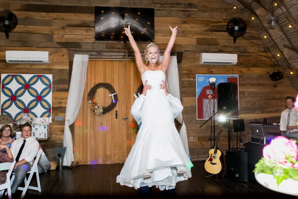 dancing at wedding at Blueberry Hill wedding venue with lodging in Elkin, NC located near Winston-Salem and Charlotte