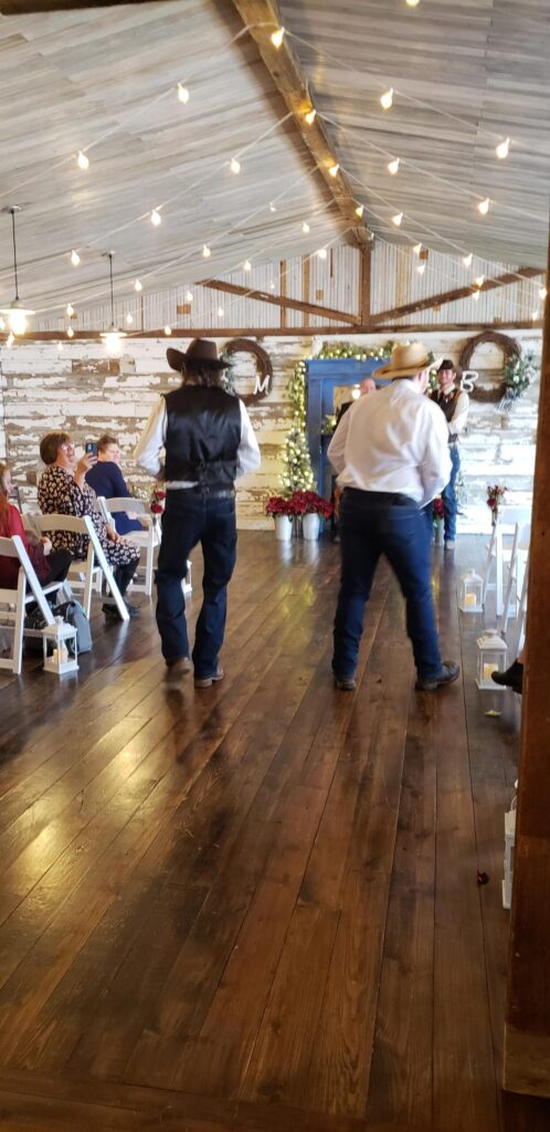 flower guys at wedding at The Barn at Blueberry Hill wedding venue with lodging located in Elkin NC near Winston-Salem and Charlotte