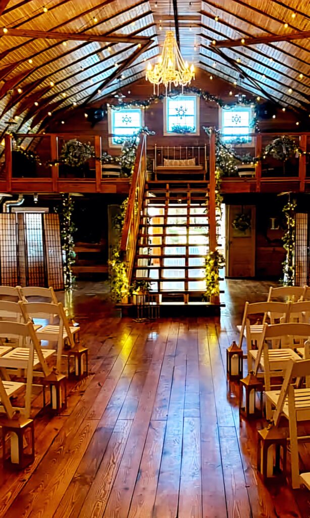 Inside wedding at wedding barn
