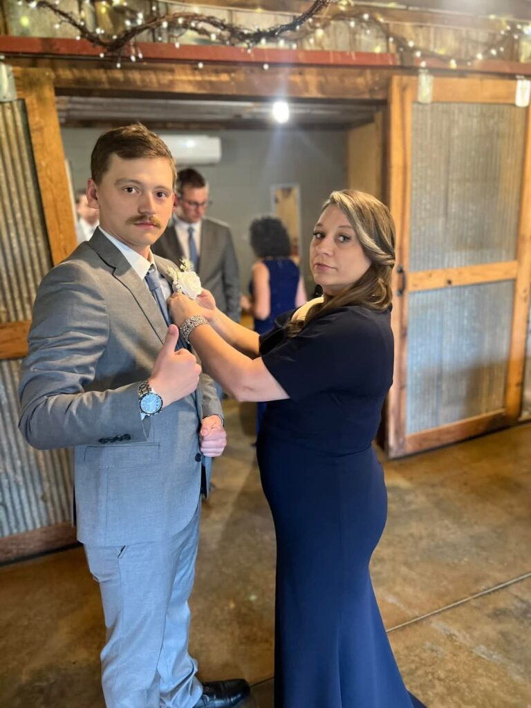 Groom with mom at The Barn at Blueberry Hill.  wedding venue with lodging