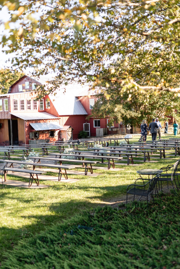 rehearsal area at locally owned wedding venue The Barn at Blueberry Hill in Elkin NC located near Winston-Salem and Charlotte