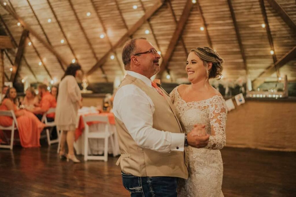 father daughter dance at the barn at blueberry hill