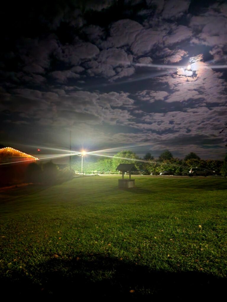 full moon at The Barn at Blueberry Hill wedding venue that includes lodging, bartender and DJ in Elkin, NC located near Winston-Salem and Charlotte