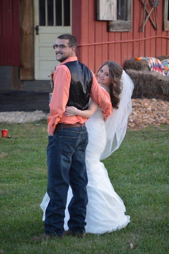 The Barn at Blueberry Hill a rustic wedding venue in Elkin NC close to Charlotte and Winston Salem includes DJ, lodging, bartender and table settings