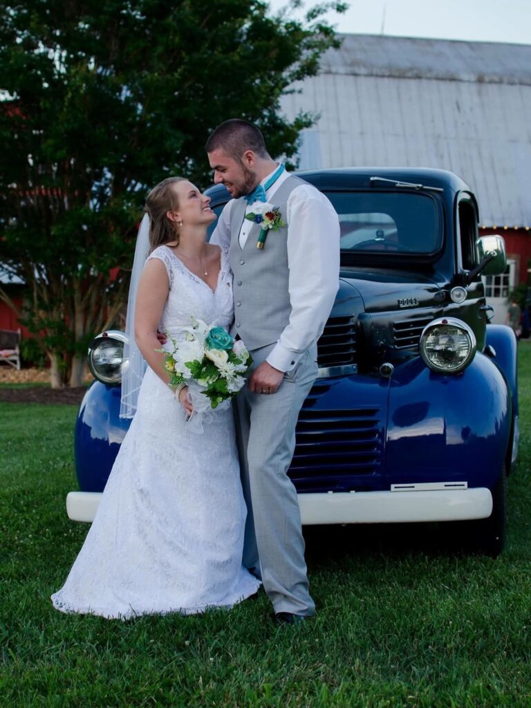 The Barn at Blueberry Hill a rustic wedding venue in Elkin NC close to Charlotte and Winston Salem includes DJ, lodging, bartender and table settings