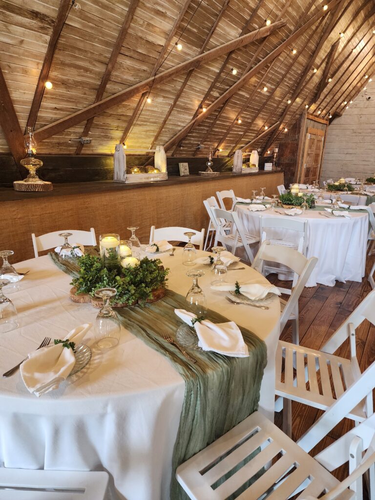 The Barn at Blueberry Hill a locally owned wedding venue in Elkin, NC located close to Winston-Salem and Charlotte with lodging, bartender, DJ for a weekend wedding