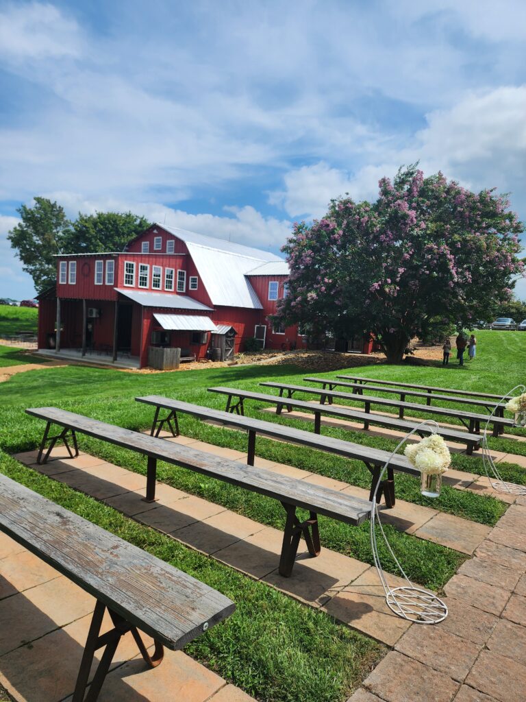 The Barn at Blueberry Hill a locally owned wedding venue in Elkin, NC located close to Winston-Salem and Charlotte with lodging, bartender, DJ for a weekend wedding