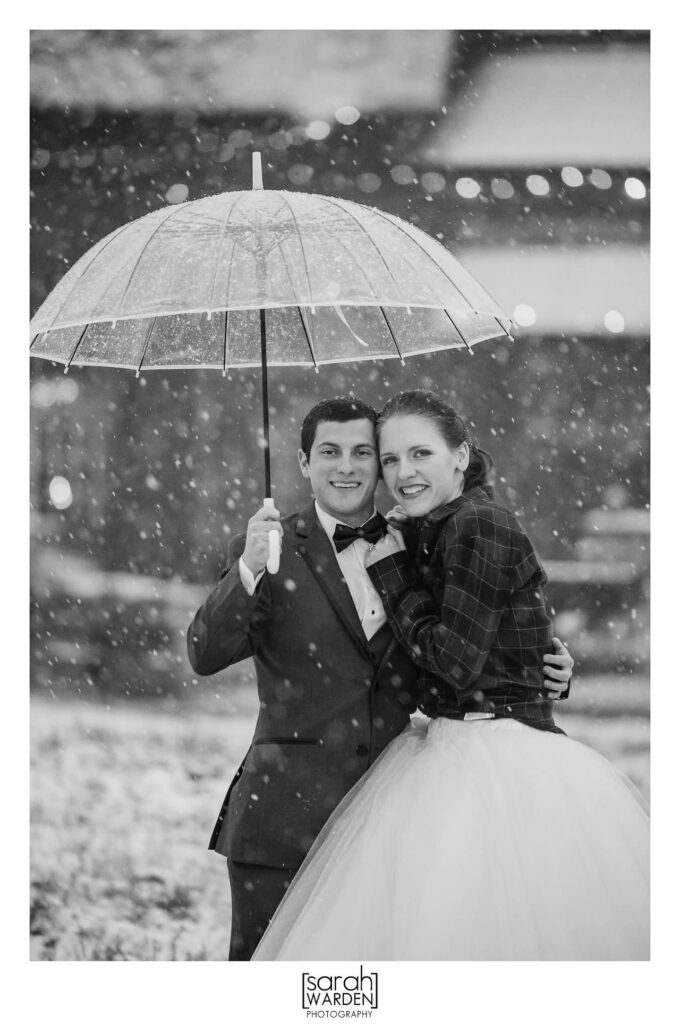 Snowy pictures at NC wedding venue near Charlotte and Winston-Salem that includes lodging, DJ, bartender and much more