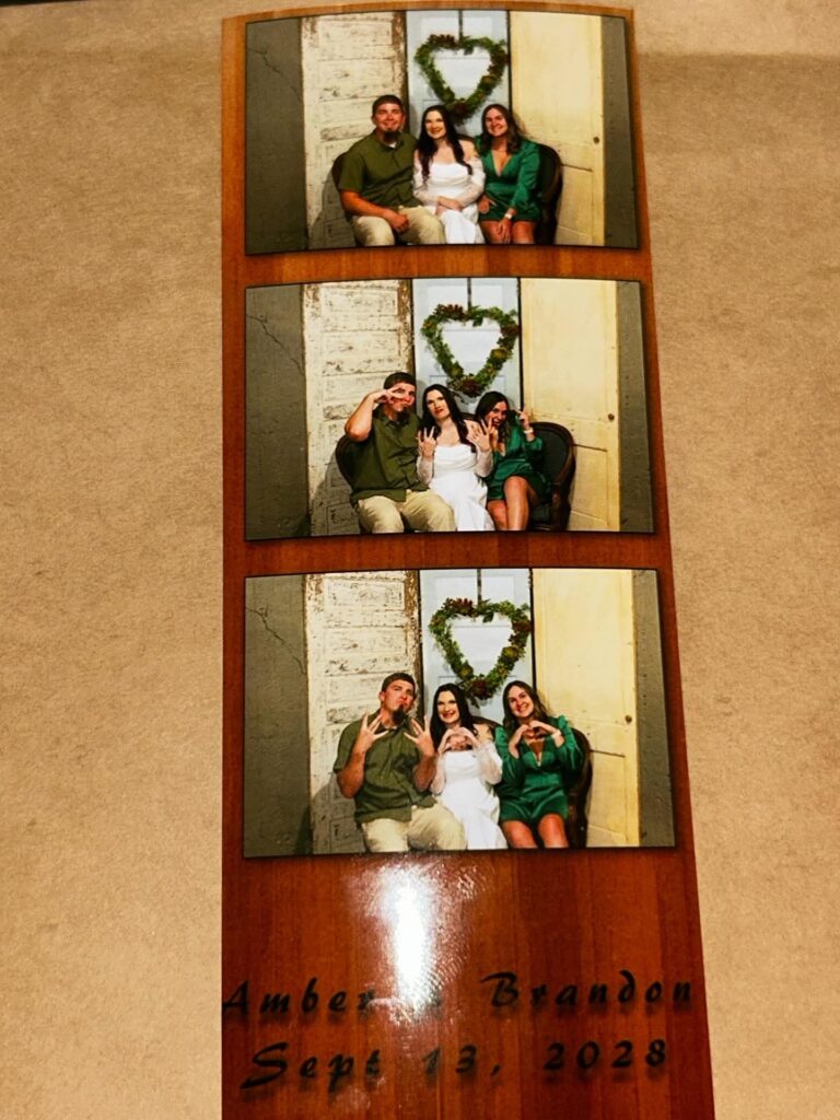 Photo booth included at NC wedding venue near Charlotte and Winston-Salem that includes lodging