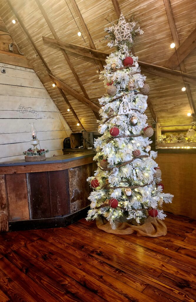Winter decor at NC wedding venue near Charlotte and Winston-Salem that includes lodging, DJ, bartender and much more