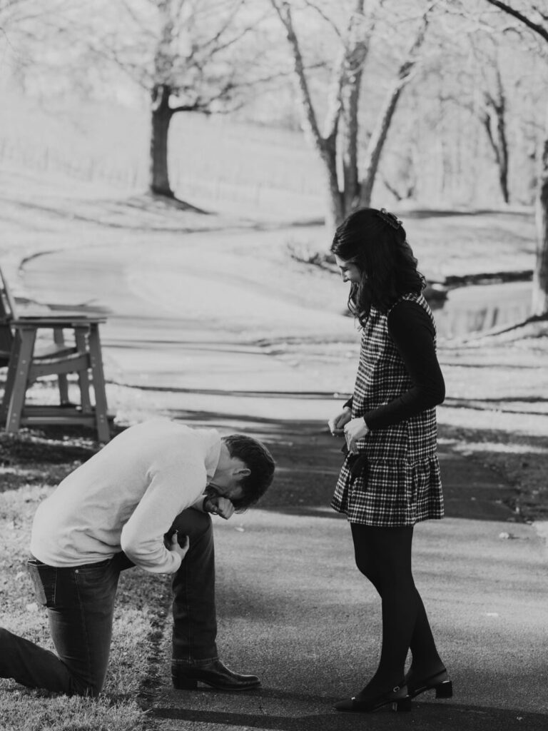 engagement pictures near The Barn at Blueberry Hill a local owned wedding venue near Charlotte includes lodging and DJ